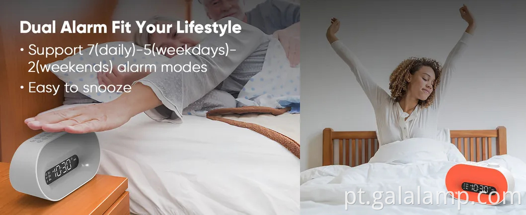 Monitor de sono de ruído branco Bluetooth com despertador RGB